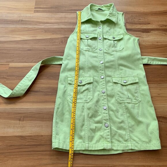 Amanda Uprichard Greyson Dress Size Small Lime Green Button Front Sleeveless - Picture 7 of 11